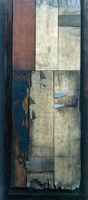 Sperrholz, Fundstücke z. T. bemalt, 55 x 22 cm